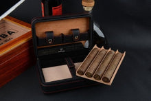 Load image into Gallery viewer, Travel Leather Cigar Humidor Case-Cedar Humidifier Box With Lighter Cutter-cigar humidor uk-best cigar humidor uk- electric cigar humidor uk-cigar humidor amazon uk-spanish cedar humidor-cigar humidor for sale