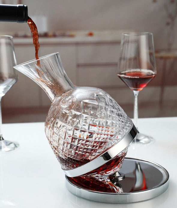 rotating wine decanter-rotatable decanter-wine glass decanter set-red wine decanter-large red wine glasses-square wine glasses