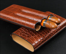 Load image into Gallery viewer, leather travel cigar humidor case-cigar humidor case leather
