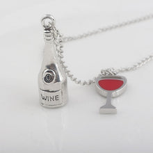 Load image into Gallery viewer, wine necklace-jewelry for wine bottles-necklace for wine bottle-wine bottle charms-wine bottle bling-wine glass lanyard