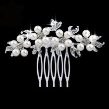 Load image into Gallery viewer, Bridal Hair Comb ¦ Wedding Hair Comb ¦ Flower Pearl &amp; Crystal Combs 