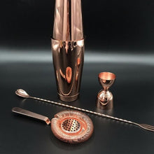 Load image into Gallery viewer, copper cocktail set-copper cocktail set with stand-hammered copper cocktail glasses-home bar accessories-copper cocktail shaker-copper ice bucket