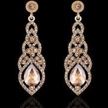 Load image into Gallery viewer, Luxurious Rhinestone Crystal Wedding Earrings ¦ Elegance Silver Black Gold Bridal Dangle Earrings