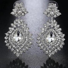 Load image into Gallery viewer, Luxurious Rhinestone Crystal Wedding Earrings ¦ Elegance Silver Black Gold Bridal Dangle Earring 