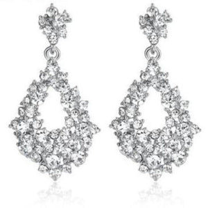 Luxurious Rhinestone Crystal Wedding Earrings ¦ Elegance Silver Black Gold Bridal Dangle Earrings