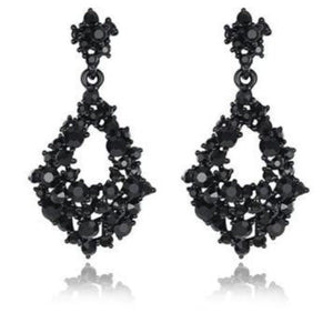 Luxurious Rhinestone Crystal Wedding Earrings ¦ Elegance Silver Black Gold Bridal Dangle Earring 