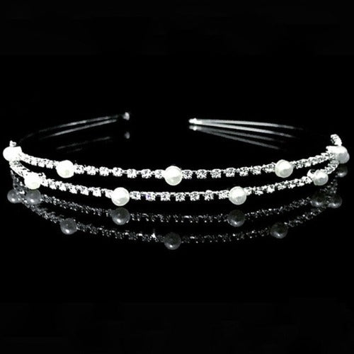 White Pearl Headband-Bridal Tiara & Crowns Wedding Hair Accessories 