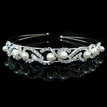 Load image into Gallery viewer, White Pearl Headband-Bridal Tiara-Crowns Wedding Hair Accessories
