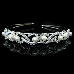 White Pearl Headband-Bridal Tiara-Crowns Wedding Hair Accessories