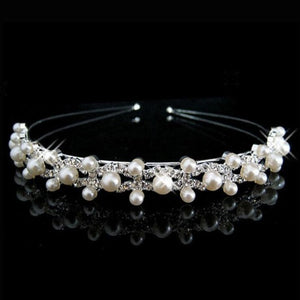 White Pearl Headband-Bridal Tiara-Crowns Wedding Hair Accessories 