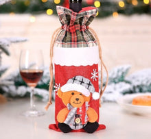Load image into Gallery viewer, Cozy holiday dinner table with Christmas wine bottle cover