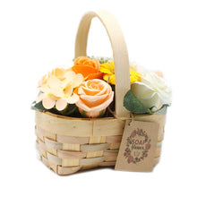 Load image into Gallery viewer, Colourful soap flower arrangement in basket