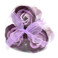 Load image into Gallery viewer, Heart purple soap flower bouquet with ribbon packaging