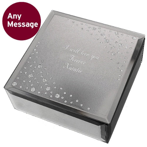 Elegant glass jewellery trinket box with sparkling diamante detail