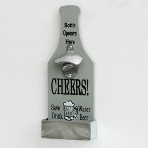 Rustic vintage bottle opener mounted on wooden wall panel
