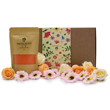 Load image into Gallery viewer, Bath soak spa gift set with floral soap petals and salts